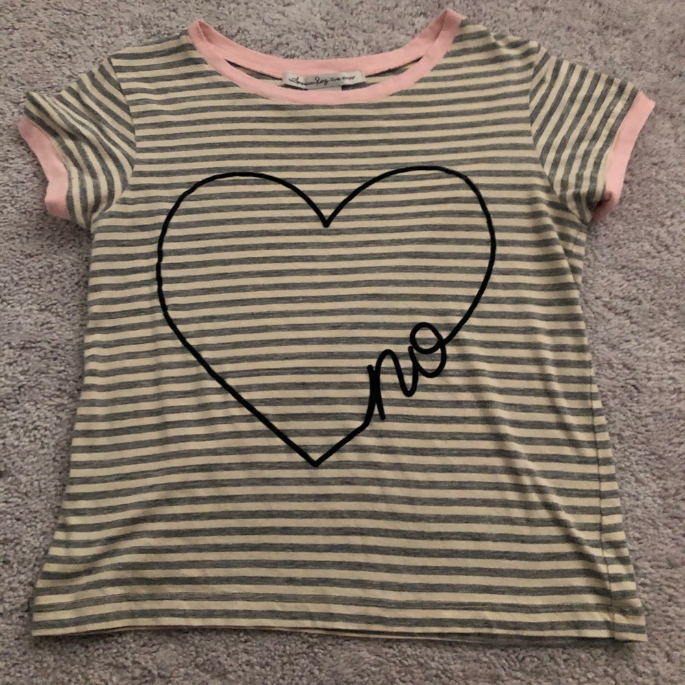 American rag entry cie gray and tan striped top